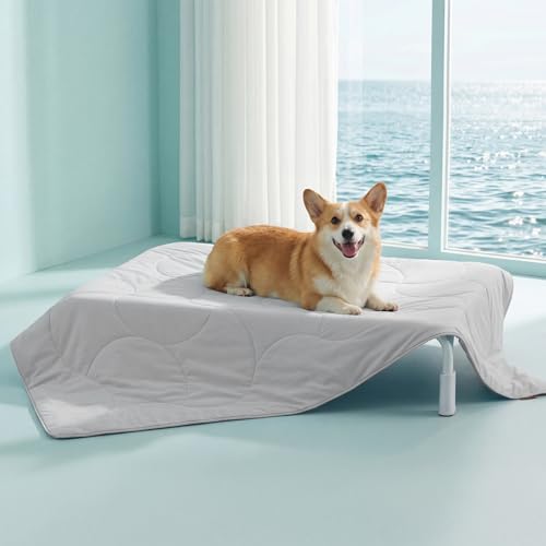ZOMISIA Premium Cooling Blanket for Large Dogs - Q-MAX>0.5 Breathable Washable Dog Cooling Mat, Travel Soft Pet Summer Essentials, Grey, 40"x50" - color: Grey, size: L(40x50")