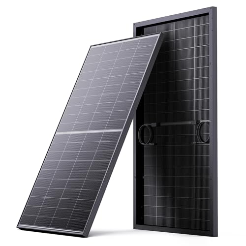 N-Type 16BB 200W Bifacial Solar Panel, 200 Watt Solar Panel for 12V Battery Systems, 25% High Efficiency, Dual-Module Parallel Anti-Shade Design, for RV Van Marine Home Rooftop Off-Grid - size: 200W Single Black