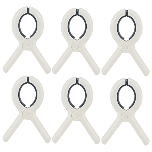 Beach Towel Clips Plastic Clothespins-Heavy Duty Clothes Pins for Beach Chair Pool Chair on Cruise Heavy Laundry Clothespins Windproof Clamps Beach Blankets Clothes Pegs Pack of 6 - color: White+blue