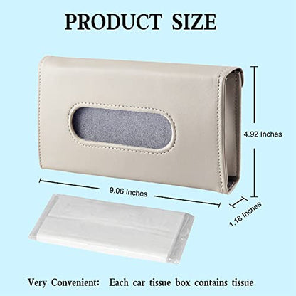 Car Tissue Holder, 2 Pack Sun Visor Napkin Holder, Premium PU Leather, Car Mask Holder for Sun Visor Vehicle, with Tissue Refill, Black&Beige - color: 2pack-black & Beige