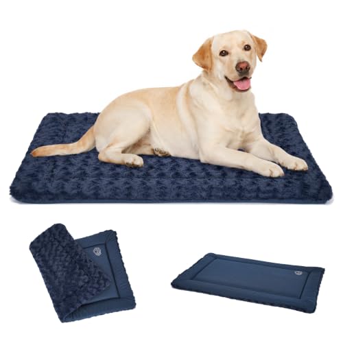 EMPSIGN Dog Crate Pad - Reversible Kennel Mat (Cool & Warm), Machine Washable, Cozy Star Pattern Sleeping Pad for Small Medium Large Dogs, All-Season Pet Bed, Suitable for 42"x28" Dog Crate, Navy - color: Navy, size: XL (40.9"x28"x1.1")