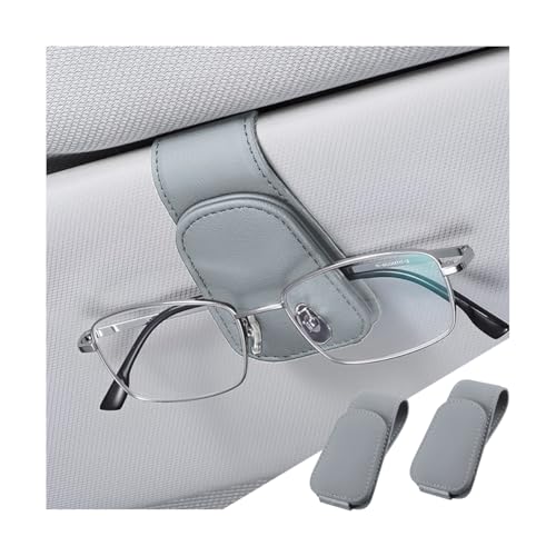 zipelo Sunglasses Holder for Car Sun Visor, 2 PCS Magnetic Leather Eyeglass Hanger, Sun Glasses Mount Clip on Visors, Ticket Card Cash Organizer, Auto Interior Accessories (Light Gray) - color: Light Gray, size: 2 PCS