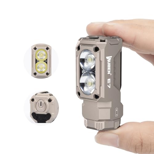 WUBEN E7 1800 Lumen Rechargeable Mini Flashlight with Magnet - Super Bright 6 Modes Khaki EDC Flashlight, Typ-C Rechargeable LED; IP68 Pocket Flashlight for Headlamp Use, Rescue, Camping - color: Khaki LBG