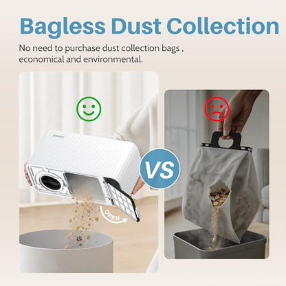 Keenhot Touchless Vacuum Automatic Dustpan - 20Kpa Suction Ultra Fast & Powerful Hair Vacuum for Sweeping Salons Pet Hair Food Dirt Home Kitchen Compact Electric Canister Vacuum Cleaner（White） - color: White