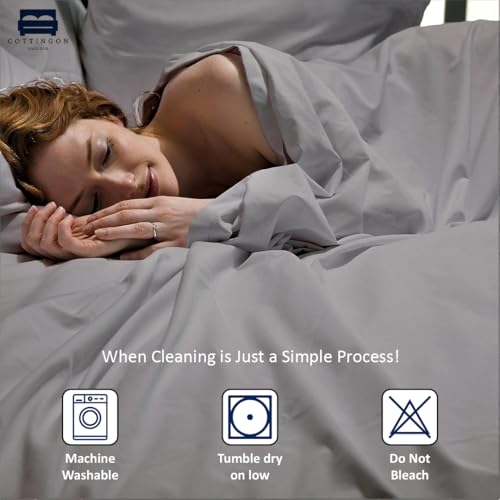 Cottingon 4 Piece Olympic Queen Sheets, Soft Premium 100% Long Staple Egyptian Cotton, Super Queen Mattress Bedsheet Set, Fits Upto 15" Deep Pocket 66"X80", Light Grey - color: Light Grey Solid, size: Super Queen