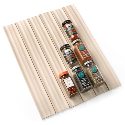 YouCopia SpiceLiner Adjustable Spice Drawer Liner, 10ft Roll, Sandstone, Seasoning and Spices Bottle Organizer Insert - color: Sandstone