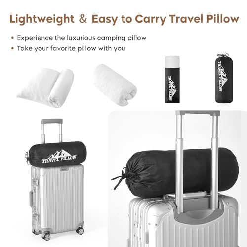 Small Shredded Memory Foam Pillow, Camping Pillow Travel Pillow - Compressible Medium Firm, Breathable Cover, Ideal Backpacking Hiking, Airplane and Car (Off-White, L) - color: Off-white, size: L-23 X 16 Inch
