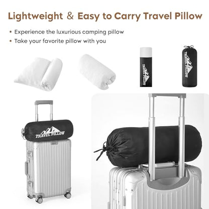 Small Shredded Memory Foam Pillow, Camping Pillow Travel Pillow - Compressible Medium Firm, Breathable Cover, Ideal Backpacking Hiking, Airplane and Car (Off-White, L) - color: Off-white, size: L-23 X 16 Inch