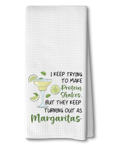 Advivio I Keep Trying to Make Protein Shakes - Kitchen Dish Towels Flour Sack Tea Towels, Margaritas Kitchen Towel for Women Mom Grandma Margaritas Lover Gifts - color: I Keep Trying Towels
