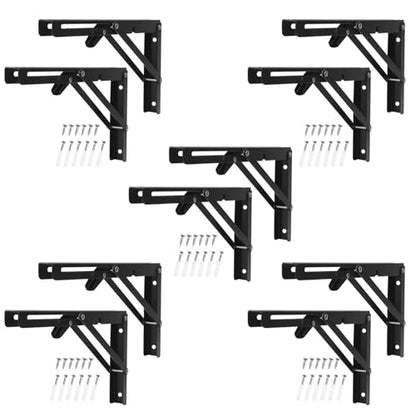 10 Pack 12 Inch Black Folding Shelf Brackets with Screw, Collapsible Shelf Bracket Wall Mounted, Heavy Duty Folding Shelf Brackets for Wood Shelves, Wall-Mounted Tables & More - size: 10 Pack 12 Inch Black