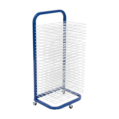 Pearington 25-Shelf Mobile/Wall Mountable Art Drying Rack for Art Studios & Classrooms, 13" D x 17.5" W x 39.4" H, Blue/White - color: Blue, size: 25 Shelves