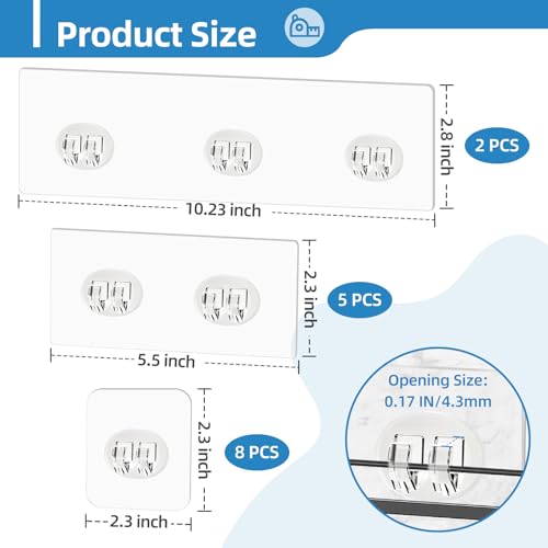 15 Pack Shower Caddy Adhesive Replacement - Strong No Drilling Shower Shelf Adhesive Hooks for Bathroom Storage Shelves & Kitchen Racks, 3 Sizes Included
