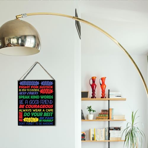 wall-pediments MP 470 Superhero Rules Kids Room Plaque, 6.7 x 10 Inches Inspirational Superhero Decor - color: Generic 9955