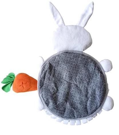 Ferret Cats Snuffle Mat Fleece Foraging Mats Interactive Feeding Toy Small Animal Rabbit Guinea Pig Rat Hamster Anti Slip Treat Dispenser Slow Feeder (Bunny) - color: Bunny