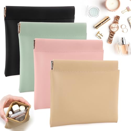 BUSOHA 4 PCS Small Makeup Bag for Purse, Mini Portable Cosmetic Bags for Women, Coin Purse Lipstick Cosmetic Accessories Organizer, Small Travel Kit Storage Pouch - color: 4 PCS