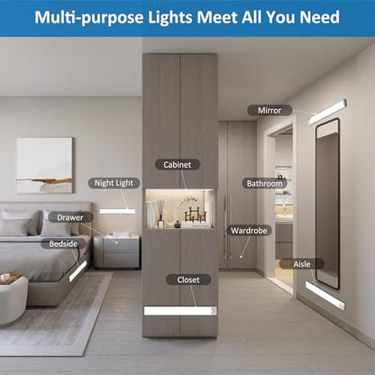 15.9 inch Motion Sensor Under Cabinet Lights, Magnetic Rechargeable Under Counter Closet Light, Wireless Night Light Bar Stick-On, Cool White, 2-Pack - color: Cool White, size: 15.9 inch