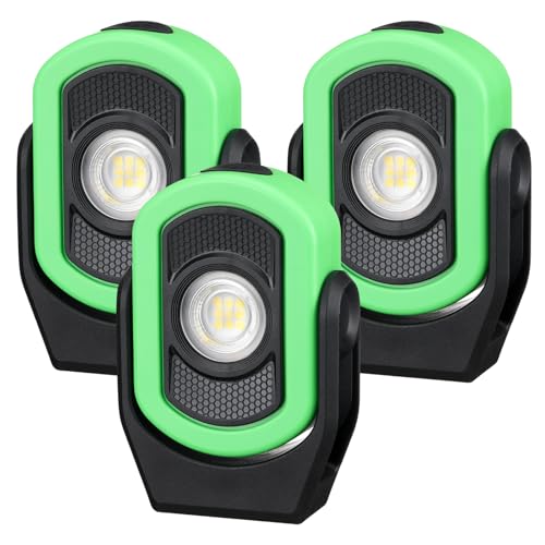 Retisee 3 Pack 780 Lumens Magnetic Work Light USB Rechargeable LED Flashlight Portable Mechanic Light for Car Repair Emergency Lighting Mechanics Workshop Inspection(Green-3pk) - color: Green-3pk, size: 780 Lumens