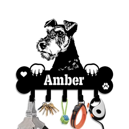 NIWAHO Dog Leash Holder for Wall Personalized - Welsh Terrier Custom Metal Sign with Bone Key Hooks, Entryway Mudroom Organizer Rack, Pet Room Decor - color: Welsh Terrier