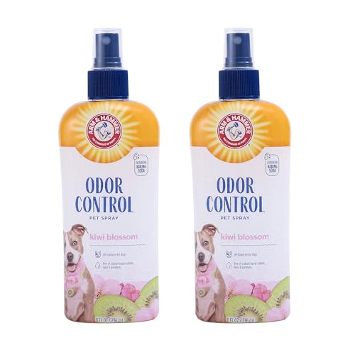 Arm & Hammer for Pets Super Deodorizing Dog Spray with Baking Soda for Odor Control Freshens Coat Between Baths pH Balanced Formula for Dogs Kiwi Blossom 8 FL OZ 2 Pack Dogs and Puppies Daily