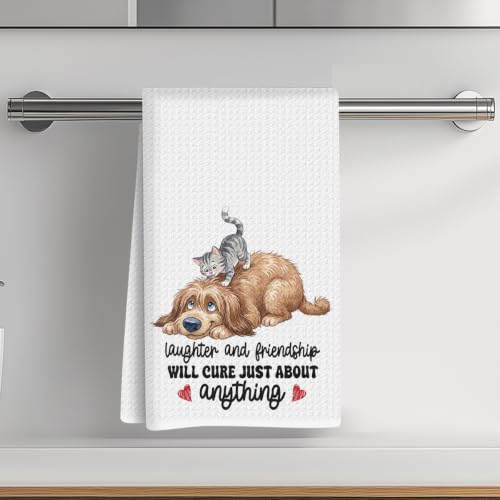 Funny Dog Kitchen Towels 24x14 Inch, Cute cat Reusable Dish Towels for Kitchen Bathroom Decor, Waffle Soft Absorbent Hand Cloth Tea Towel, Housewarming Gifts for Women Friend01 - color: Lcs Multicolor 02899