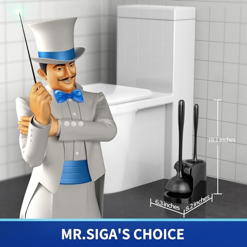 MR.SIGA Toilet Plunger and Bowl Brush Combo for Bathroom Cleaning, Black, 1 Set - color: Black