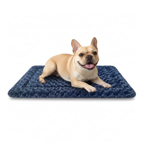Dog Bed Mat, Dual-Sided Dog Crate Bed Mat - Ultra Soft & Machine Washable Kennel Pad for Small Dogs, All-Season Comfort Pet Bed for Crates, Travel, and Home, Dark Blue 24 x 16 Inch - color: Dark Blue, size: Small 24 x 16 x 1.5 in