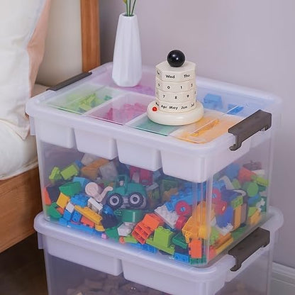 Citylife 32 QT Plastic Storage Bins with Removable Tray Large Stackable Storage Containers for Organizing Craft Storage and Storage Craft, Clothes, Files, Office Supplies, 4 Packs - size: 32 Qt- 4 Pack