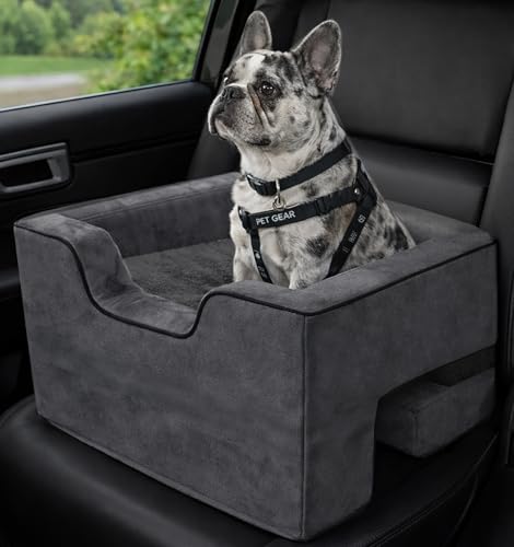 Pet Gear Lookout Booster Car Seat, Light Charcoal | Removable Comfort Pillow, Safety Tether Included, Installs in Seconds, No Tools Required