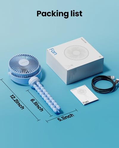 Gaiatop Mini Portable Stroller Fan, Battery Operated Small Clip on, Detachable 3 Speed Rechargeable, 360° Rotate Flexible Tripod Better Cooling for Car Seat Crib Treadmill Travel Blue - color: blue