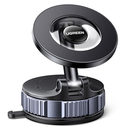 UGREEN Car Phone Mount for MagSafe [22xN52 & 80 LBS] 3600gf Magnetic Phone Holder Vacuum Suction with 360°Rotatable Dashboard Windshield Compatible with iPhone 17 16 15 14 13 12 Plus Pro Max Series