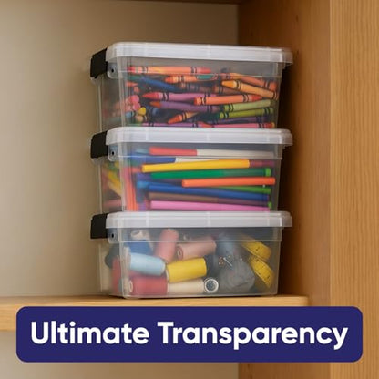 Superio Mini Storage Container Plastic Crayon Box Art Supplies and Sewing Case Stackable Clear Small Organizer for Beads, Stationery, Chalk, and Food, 1.05 Quart, 2 Pack - size: 1.05 Quarts, style: 2 Pack