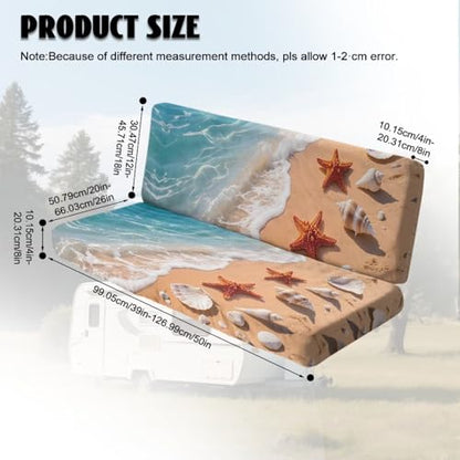 Beach Starfish Conch Print 2 Pcs RV Dinette Cushion Covers Scratch-Resistant Camper Cushion Slipcover Fuzzy Sofa Furniture Protector Include 1 Backrest Covers and 1 Bench Covers - color: Beach Starfish Conch