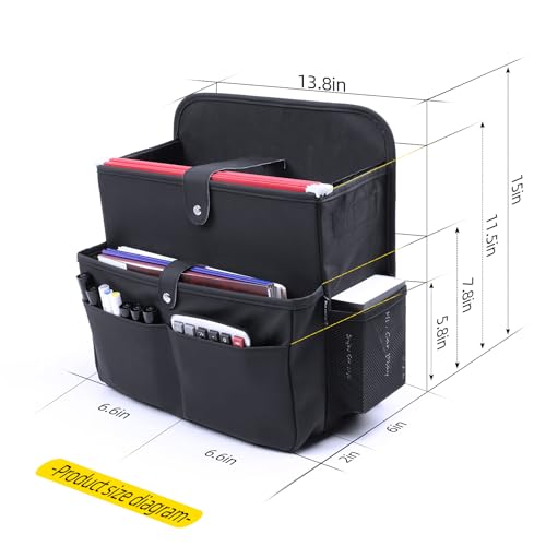 TAIKOO Front Seat Car Organizer Passenger Seat Organizer for Car Truck SUV | Leather Car Seat Organizer with Large 13.8" Pocket for Laptop Tablet File Folder, Hanging Backseat Storage for Vehicle