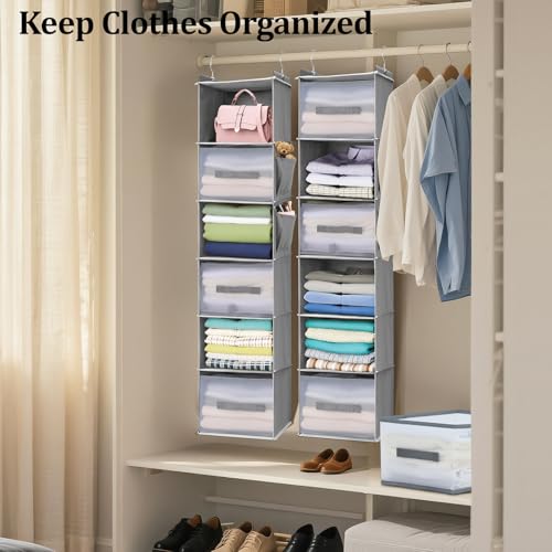 6-Tier Hanging Closet Organizer with 3 Drawers and Side Pockets – Multi-Functional Storage for Shoes, Belts, Purses, and Clothing - color: 6-shelf Black