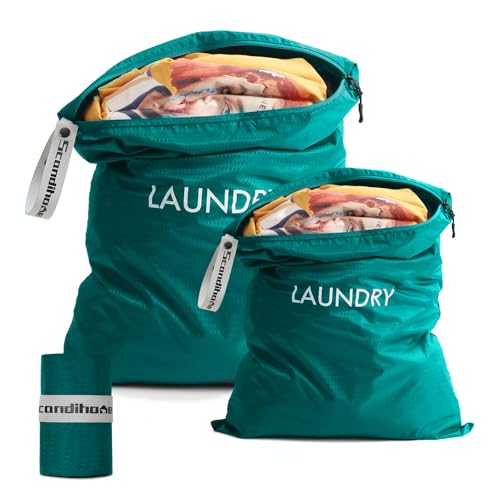Travel Laundry Bag (2 Pcs - Large + Medium) - Foldable Waterproof Washable Wet Dry Bag for Gym, Swimming, Yoga, and Workout Perfect for Dirty Clothes, Bathing Suits, Travel Accessories (Blue) - color: Blue, size: L+M (2 Pcs) – 23.6"×17.7" + 21.7"×13.8"