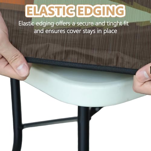 Picnic Table Cover with Bench Covers Elastic Edges, Outdoor Patio Camping Essentials 72 Inch 3PCS, Waterproof Camping Fitted Tablecloth with Handbags (Life is Best When You're Camping) - color: Wooden Camping Trailer, size: 72" x 30" (Rectangular)