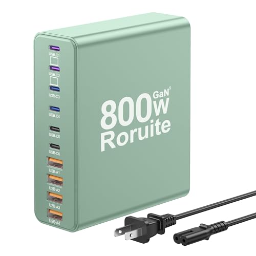 800W USB C Charging Station, 120W PD GaN5 Super Fast USB C Charger Block-10 Port, Type C for PC Laptop MacBook Pro/Air Charger Compatible with iPhone 17 16 15 14 13 12 Pro Max, iPad, Galaxy - color: Green