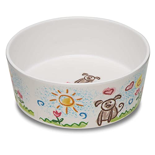 Loving Pets Dolce Moderno Dog Bowl – Modern Melamine Dog Food Bowl & Dog Water Bowl – Durable, Non-Slip Pet Dish for Small & Medium Dogs – Dishwasher Safe Dog Bowl (Small, 16 oz) - color: Puppy Forever, size: Small