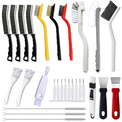 20Pcs Crevice Cleaning Brush Set, Hard Bristle Scrub Brushes Tools for Deep Cleaning Gap,Window Groove Cleaning Brush for Sliding Door, Sill, Tile Lines, Shutter, Corner, Sink, Teapot, Bottle - color: White
