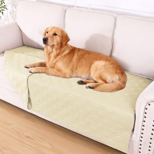 hyha Waterproof Dog Bed Blanket, Soft Pet Blankets, Waterproof Couch Cover for Dogs, Reversible Sofa Covers Washable for Furniture (40x70 Inch, Beige/Beige) - color: Beige+beige, size: 40x70 Inch
