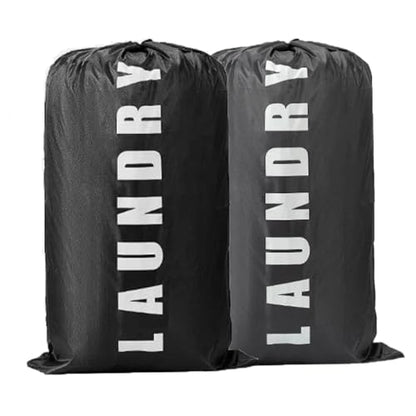 2 Pack XL Travel Laundry Bag, Dirty Clothes Organizer with Drawstring, Large Enough to Hold 4 Loads of Laundry， Easy Fit a Laundry Hamper or Basket，24" x 36" - color: Grey and Black