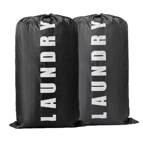 2 Pack XL Travel Laundry Bag, Dirty Clothes Organizer with Drawstring, Large Enough to Hold 4 Loads of Laundry， Easy Fit a Laundry Hamper or Basket，24" x 36" - color: Grey and Black