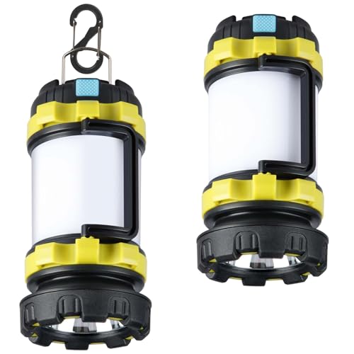 BOBKID 2 Pack Camping Lantern, Outdoor LED Camping Light, Rechargeable Flashlights with 1000LM, 6 Modes, IPX5 Waterproof Portable Emergency Camp Light for Hurricane Survival - Green - color: Green, size: 2 Count(Pack of 1)