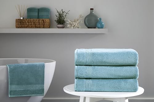Ozdilek 2-Piece Bath Towels, 27x54 100% Turkish Cotton, Luxury Quick Dry, Extra Large, Fade-Resistant, Eco-Friendly, Spa Towel, Comfortable (Milky Blue) - color: Milky Blue