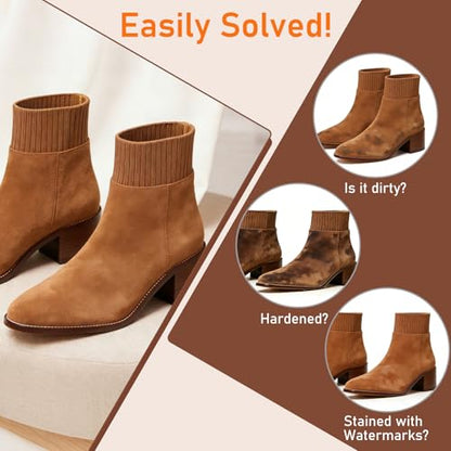 5Pcs Suede Eraser for Shoes, Suede Eraser and Brush, Suede Cleaning Kit, Suede Kit, Suede Brush Stain Removal for Suede Jackets, Purse, Couches & Bags