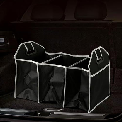 Organizer for Car Truck, Automotive Storage Bag, Collapsible 3 Compartment Waterproof 50 * 33 * 33cm Travel Accessories, Anti-slip for Travel, Camping, Carring, Black