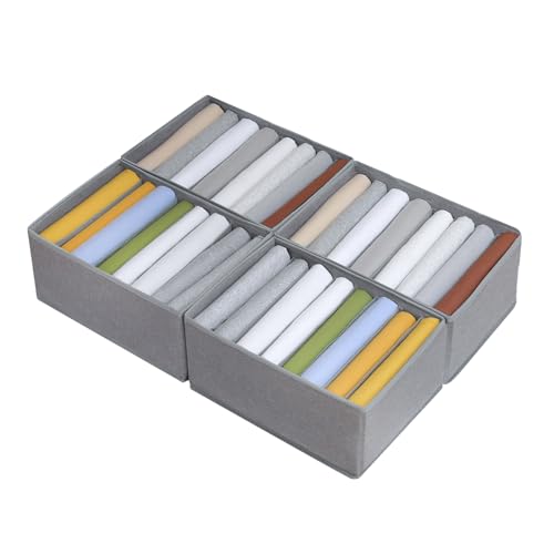 Qozary 4 Pack Drawer Organizers for Clothing, 8 Grids Foldable Closet Organizers and Storage Bins for Bedroom, Dresser Organizer Boxes for Thin T-shirts, Tank Tops - color: Gray, size: Tall