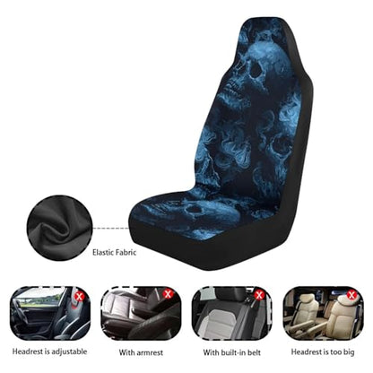 Bulopur Flame Skull Car Seat Cover Front Seats Only Breathable Stretchable Automotive Seat Covers & Accessories Highback Bucket Seats Covers 2 Pack, Easy to Install - color: Flame Skull