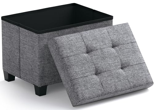 Ornavo Home Storage Ottoman Small Rectangle Ottoman with Legs, Foot Rest Stool Seat, Load up to 600 LB, for Living Room, Bedroom, Home Office, Dorm - 12 x 16 x 12, Gray - color: Grey, size: 16"D x 12"W x 12"H