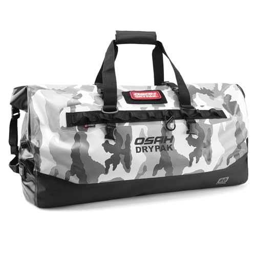 OSAH DRYPAK Waterproof Duffel Bag 25L/40L/60L – Heavy-Duty Motorcycle Tail Bag, Roll-Top Dry Bag for Travel, Camping, Boating, Kayaking, Outdoor Adventure - color: SKY GREY, size: 60L